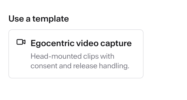 The Use a template section with a template card: an icon, the template name, and a one-line description.